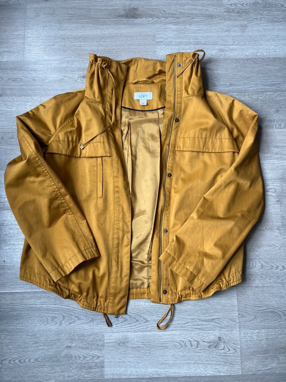 LOFT Golden Mustard High Neck Collar Utility Jacket
